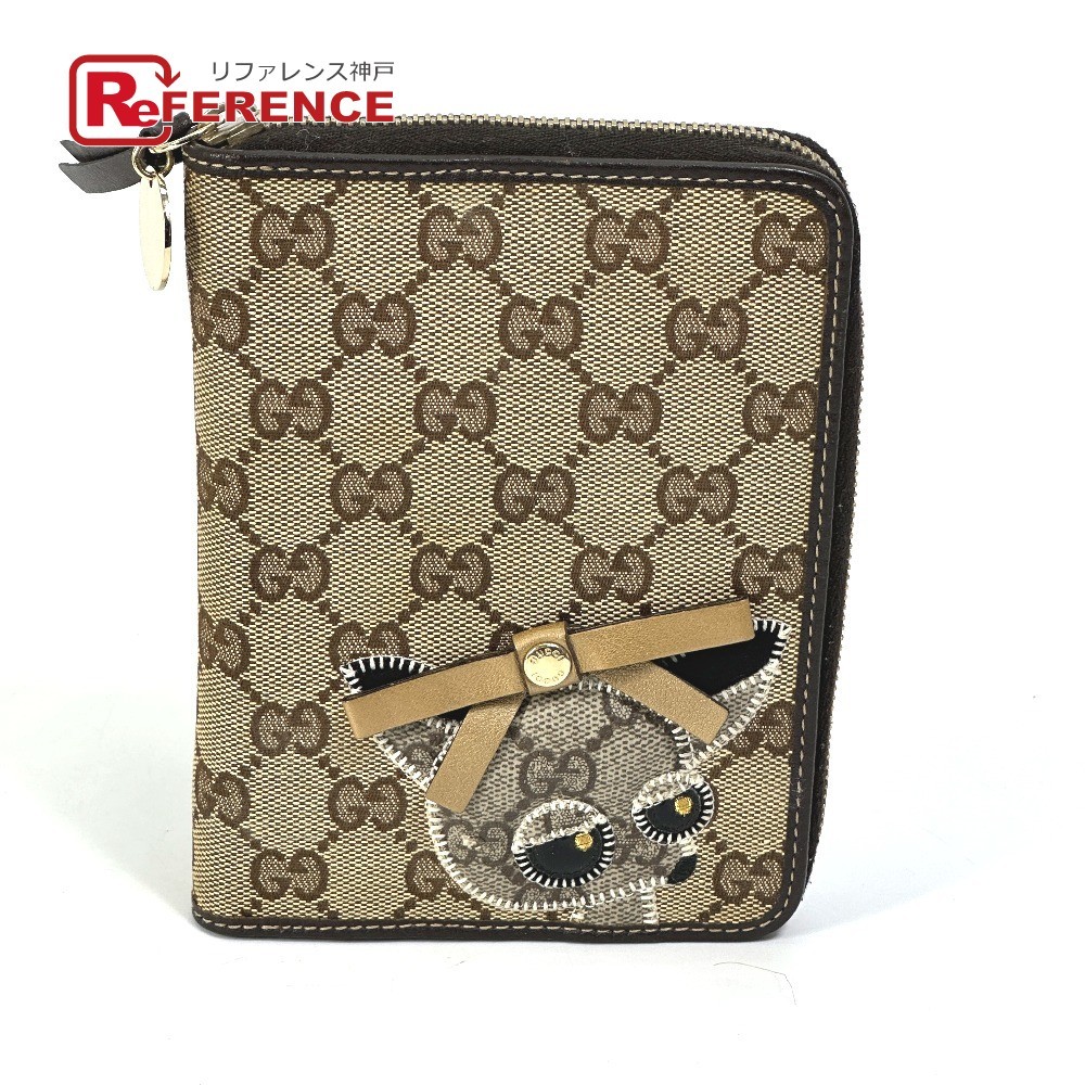GUCCI Gucci 233152 GG Gucci .li chihuahua stationery round fastener pocketbook cover GG canvas / leather [ used ]