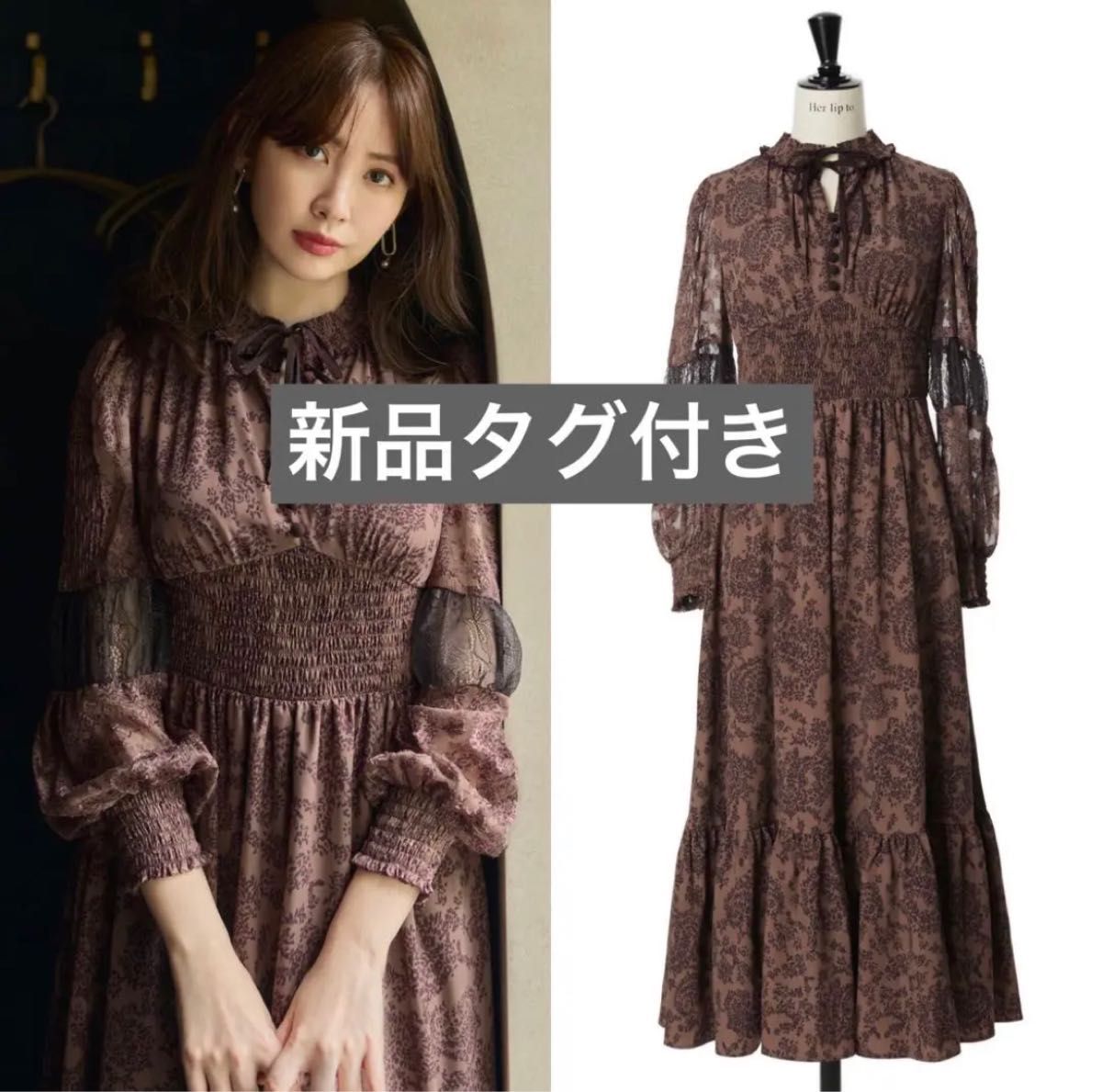 新品タグ付き】Winter Floral Long-sleeve Dress herlipto｜Yahoo