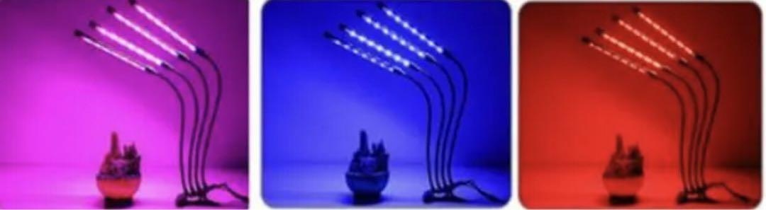 植物育成LEDライト 4ヘッド 植物ライト 室内栽培ランプ タイマー機能 調光機能 観賞用 360°調節 クリップ式 USB ACアダプタ PSE認証の画像5