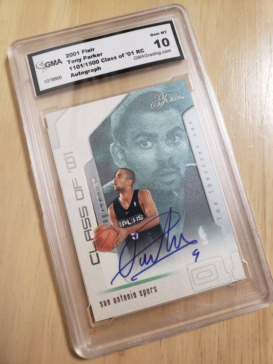 SP サイン 2001 -02 Fleer Flair Class of 01 TONY PARKER Auto RC / トニー パーカー Autograph (HOF 2023)_画像7