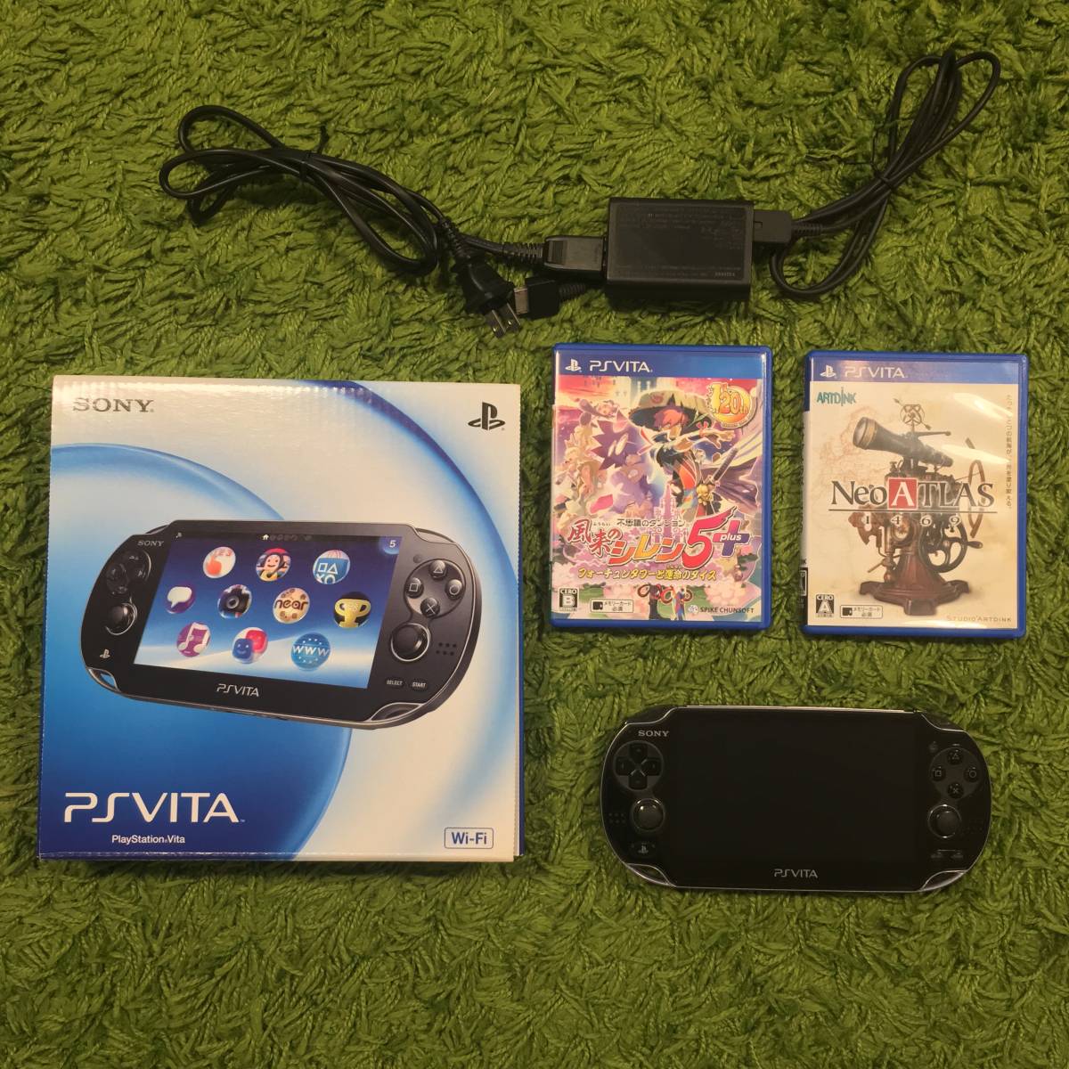 *1 jpy start * SONY PS Vita * working properly goods * AC adaptor & soft 2 ps attaching 8GBme mocha * beautiful goods * secondhand goods the lowest bid price none 