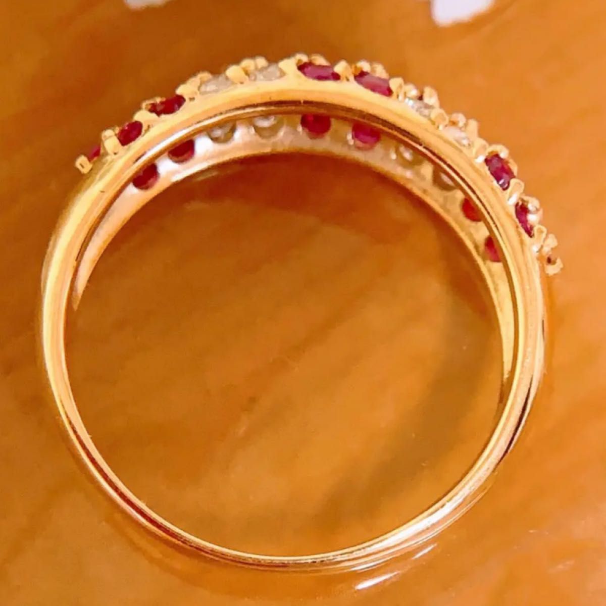 美品 計0.85CT k18ルビーダイヤモンドリング k18フラワーダイヤリング