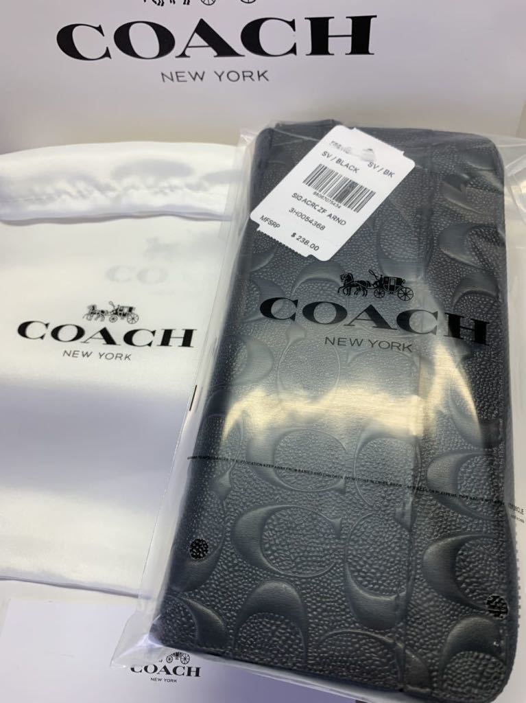 COACH 新品箱付き　長財布 F58113/BLK シグネチャー ラウンドファスナー アコーディオン ウォレット メンズ レディース　翌日発送 _画像9