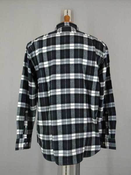 クロコダイル 綿1Pワニマ-クBDシャツ チェック柄 紺黒×白 L_しなやかな風合いのアムンゼン生地を使用
