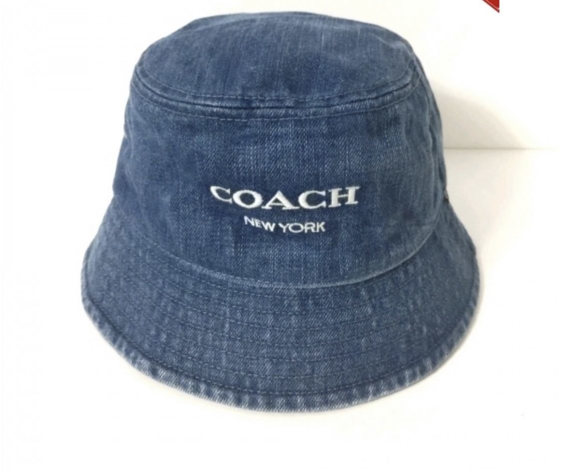Coach デニム バケット ハット コーチ XS/S 頭周り56 cm コットン ブルー 刺繍 完売品 帽子