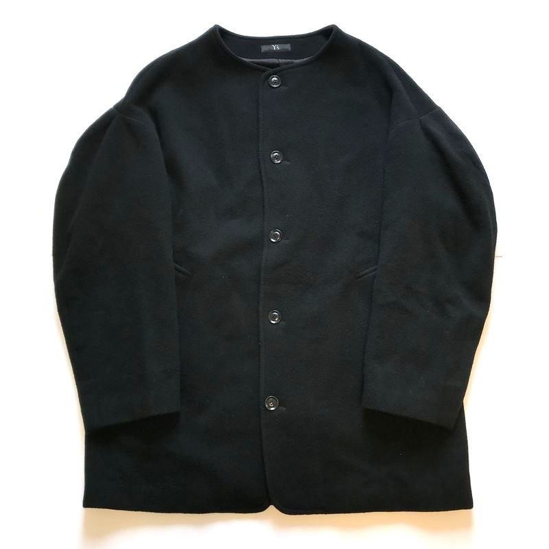 22AW Y's ワイズ WOOL MOSSER NO COLLAR JACKET ウール モッサ ノーカラージャケット ブラック 黒 size:2/コート アウター ヨウジヤマモト_画像3