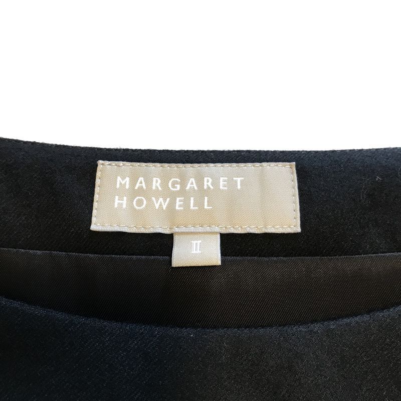 【新品】MARGARET HOWELL マーガレットハウエル BLACK FLANNEL ブラックフランネル ワンピース size:2 サンプル品/七分袖 肩ボタン ワンピ_画像4