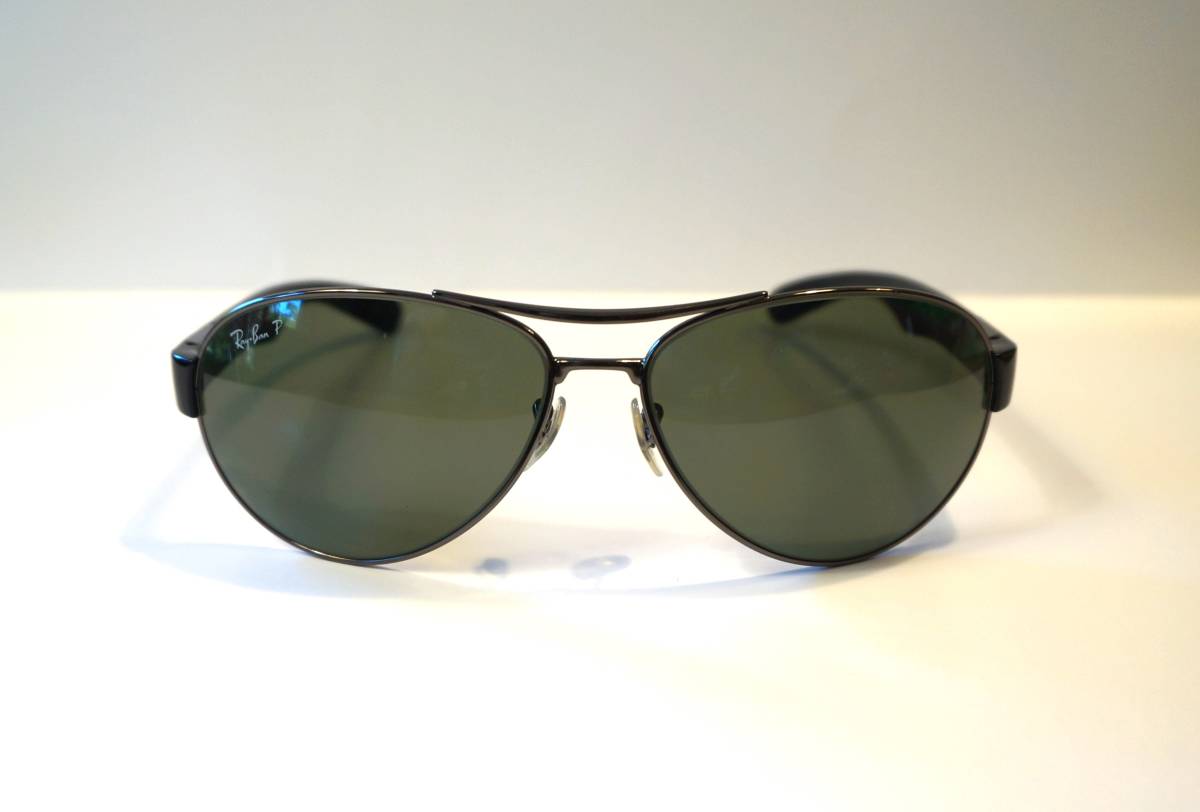 【RayーBan／レイバン】RB3509　ポラライズド　偏光レンズ　004/9A　63□15　135　3P　ティアドロップ　ガンメタ　グリーン　イタリア製_画像1