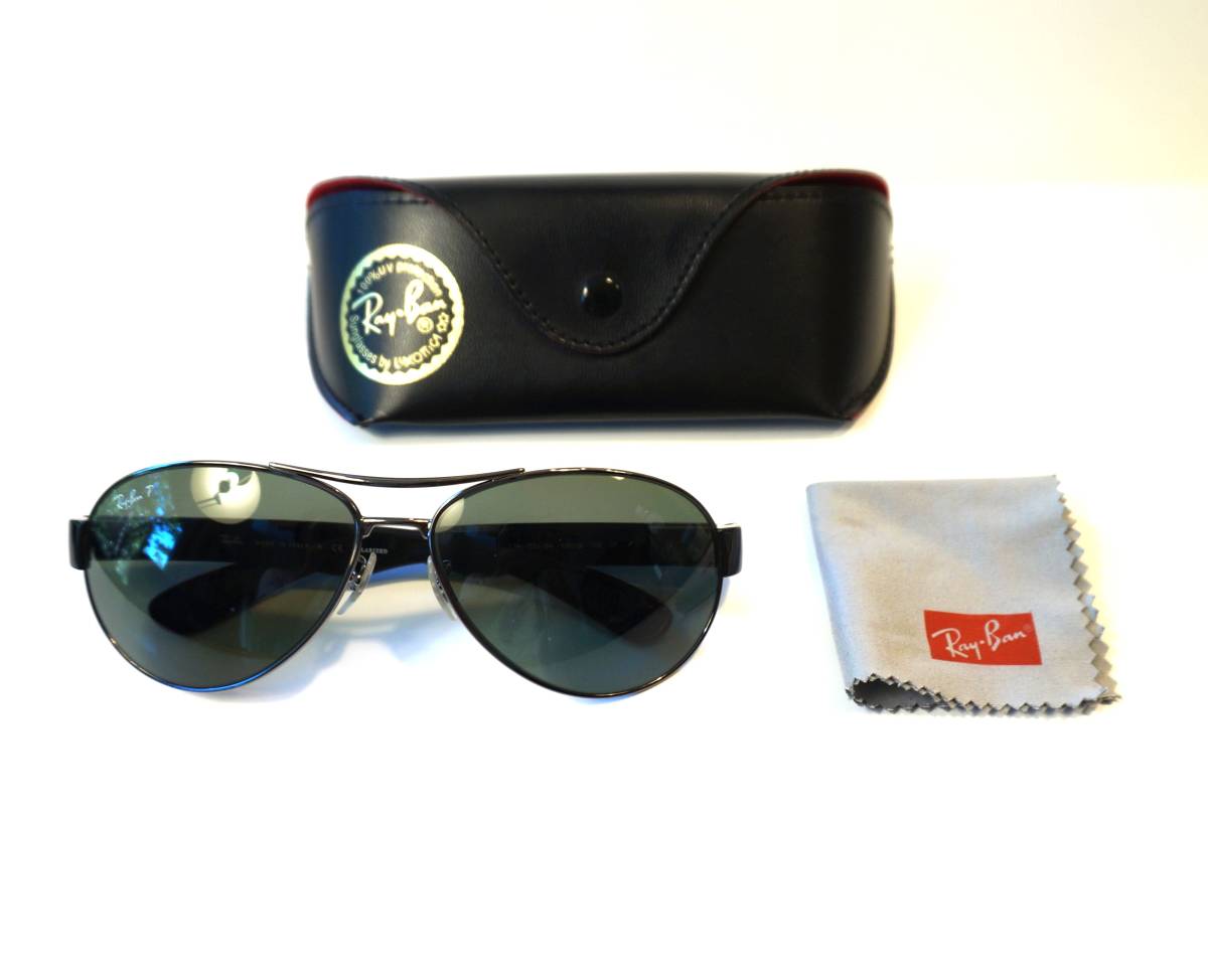 【RayーBan／レイバン】RB3509　ポラライズド　偏光レンズ　004/9A　63□15　135　3P　ティアドロップ　ガンメタ　グリーン　イタリア製_画像2