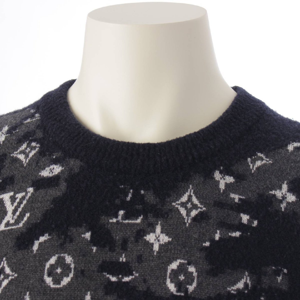 [ Louis Vuitton ]Louis Vuitton 21SS dist rest monogram crew neck wool knitted sweater gray XL 187762