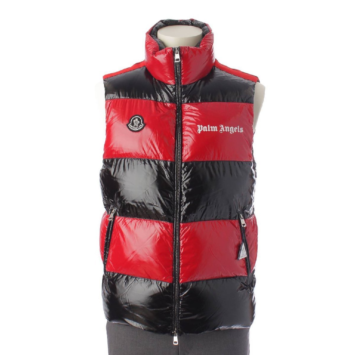 【モンクレール】Moncler　パームエンジェルス コラボ メンズ GILET BICOLORE ダウンベスト レッド×ブラック 1 未使用 187995