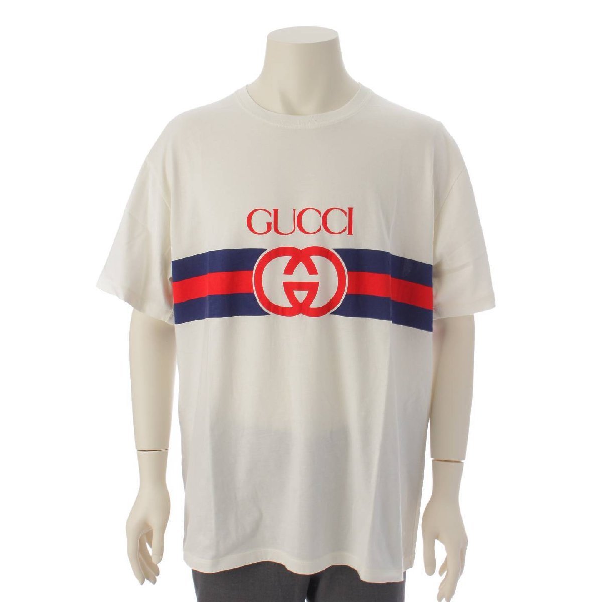 【グッチ】Gucci メンズ インターロッキング ロゴプリント Tシャツ カットソー 548334 アイボリー XL 【正規品保証】190357