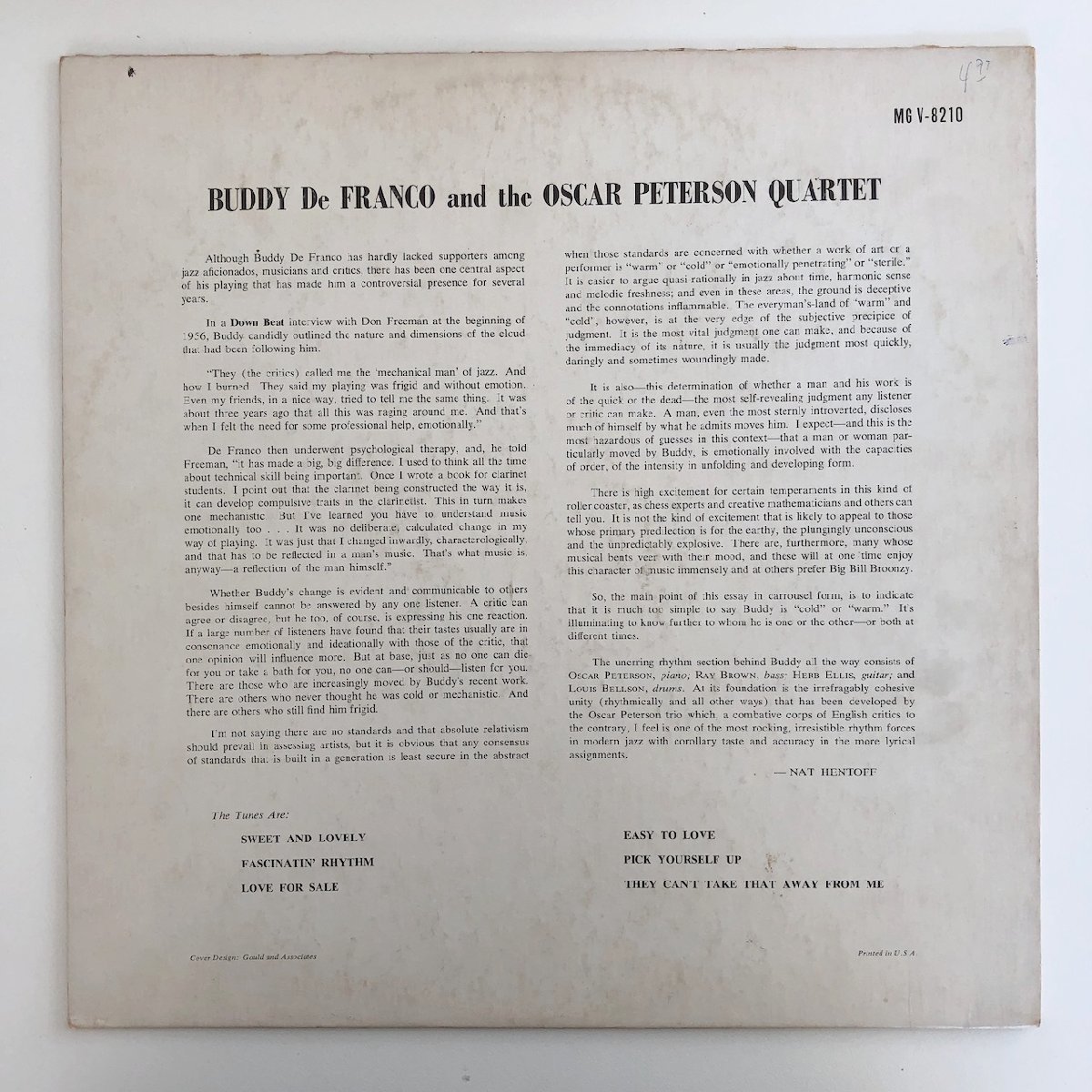 LP/ BUDDY DE FRANCO AND THE OSCAR PETERSON QUARTET / USオリジナル盤 TPラベル 深溝 VERVE MGV-8210 30903_画像2