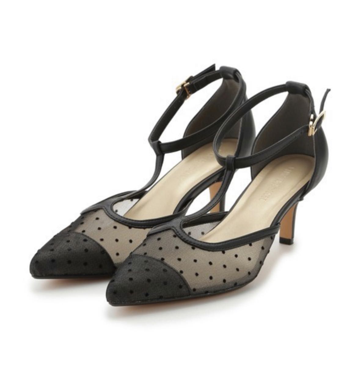【美品】リリーブラウン グリッター パンプス 結婚式 ストラップ リリーブラウン lily brown ハートサテンストラップパンプス L