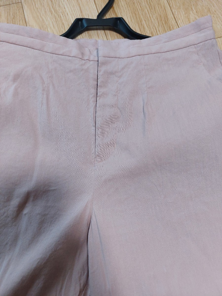 スローブイエナ 麻ストレッチストレートパンツ くすみピンク色 40サイズ