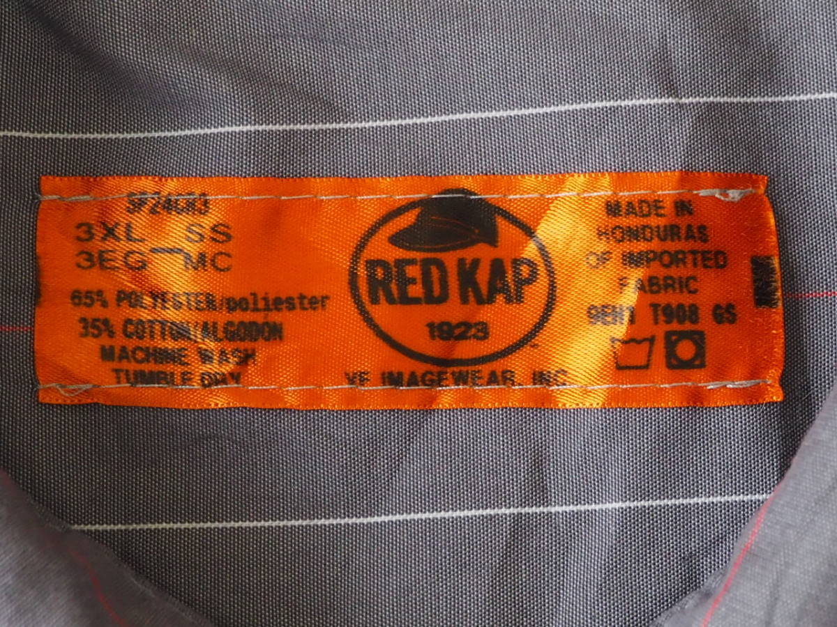 ☆送料無料☆ RED KAP レッドキャップ USA直輸入 古着 半袖 ワークシャツ メンズ 3XL グレー トップス 中古 即決の画像8