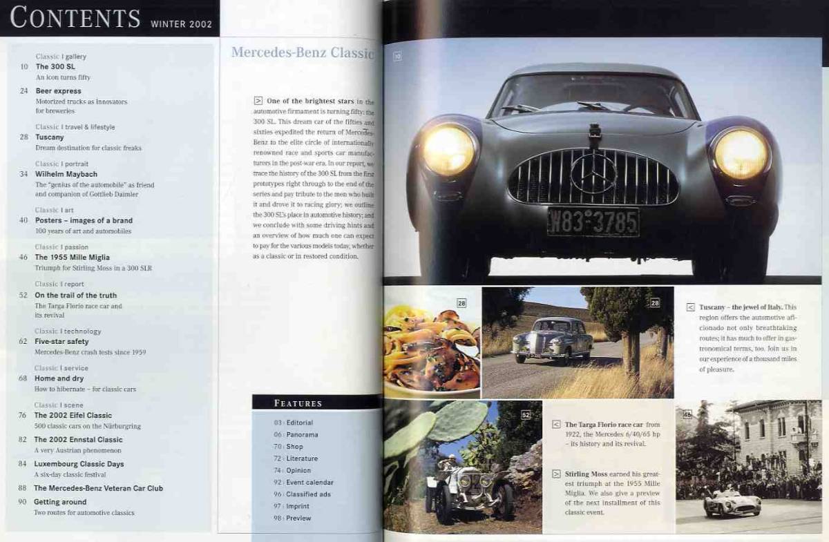 【d0438】2002/1 Mercedes-Benz Classic／メルセデスベンツ300SL 50年、1955年のミレ・ミリア、1922年タルガフロリオレース参戦車、..._画像2