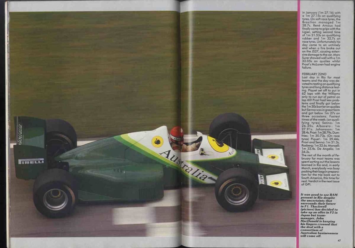 【d0406】86.4 GRAND PRIX INTERNATIONAL／1986年F1日記、ジョナサン・パーマー、ポルトガルラリー、F1マシンを作る、..._画像10