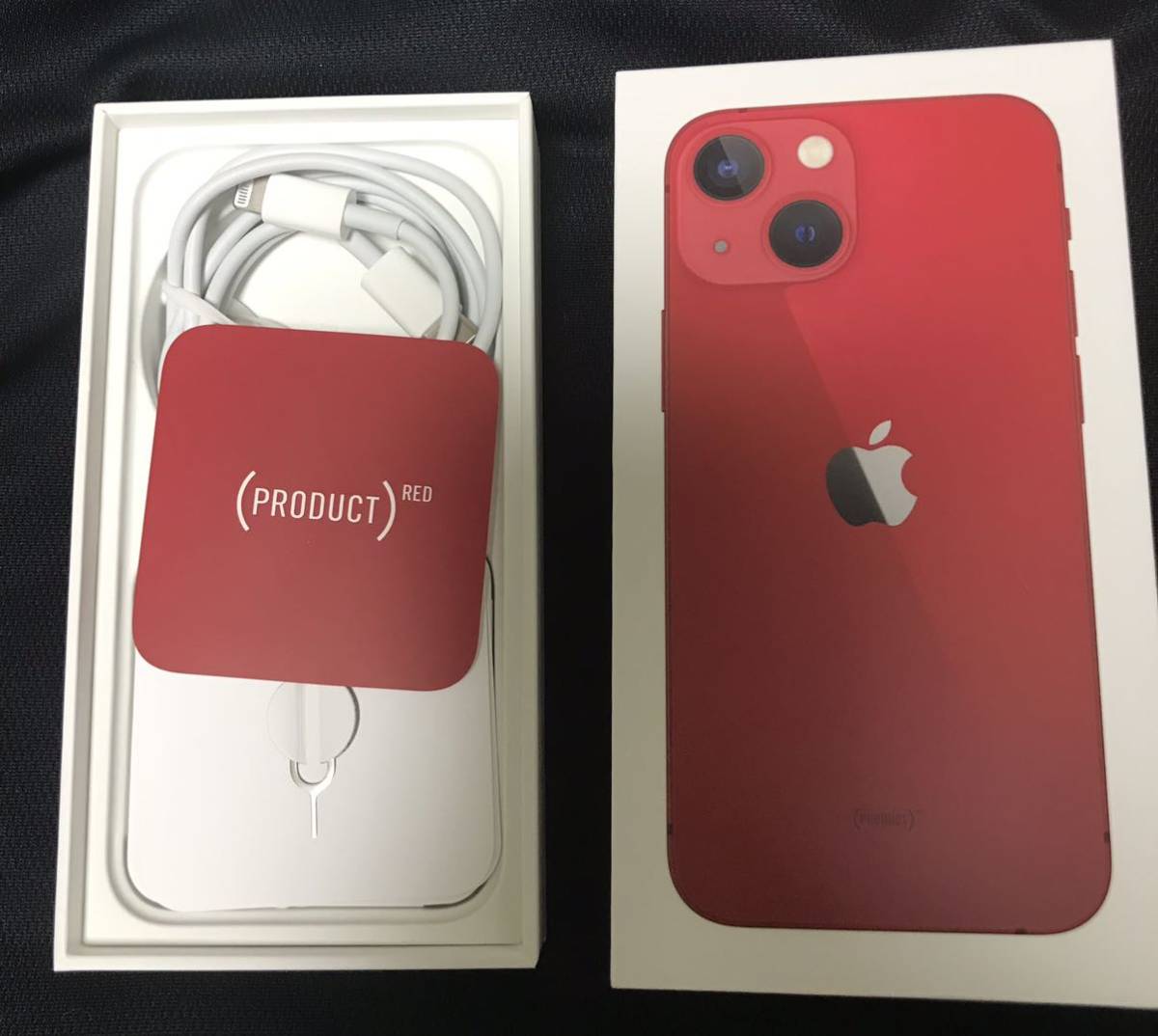 iPhone13mini productレッド128GB中古SIMフリー おまけMagSafe充電器_画像1