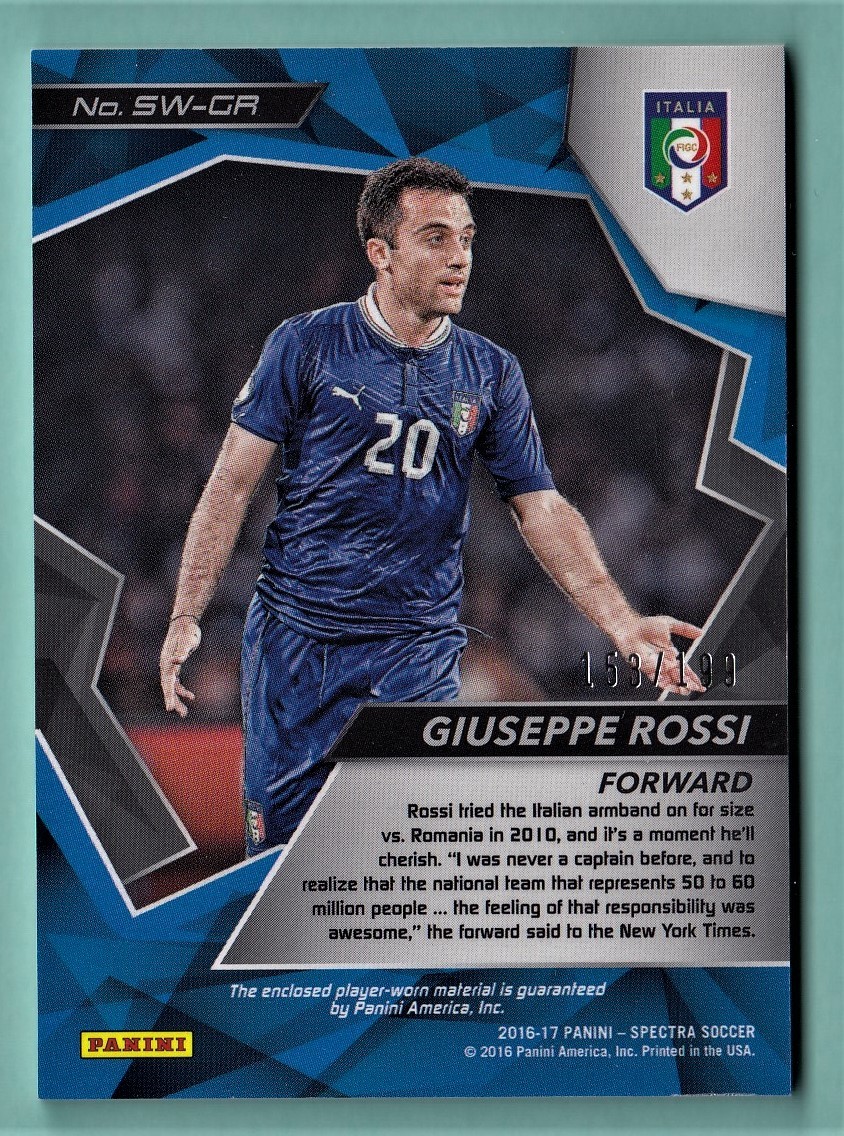 PANINI SPECTRA SOCCER 2016-17 GIUSEPPE ROSSI (ジョゼッペ・ロッシ) 199枚 (ジャージ)_画像2