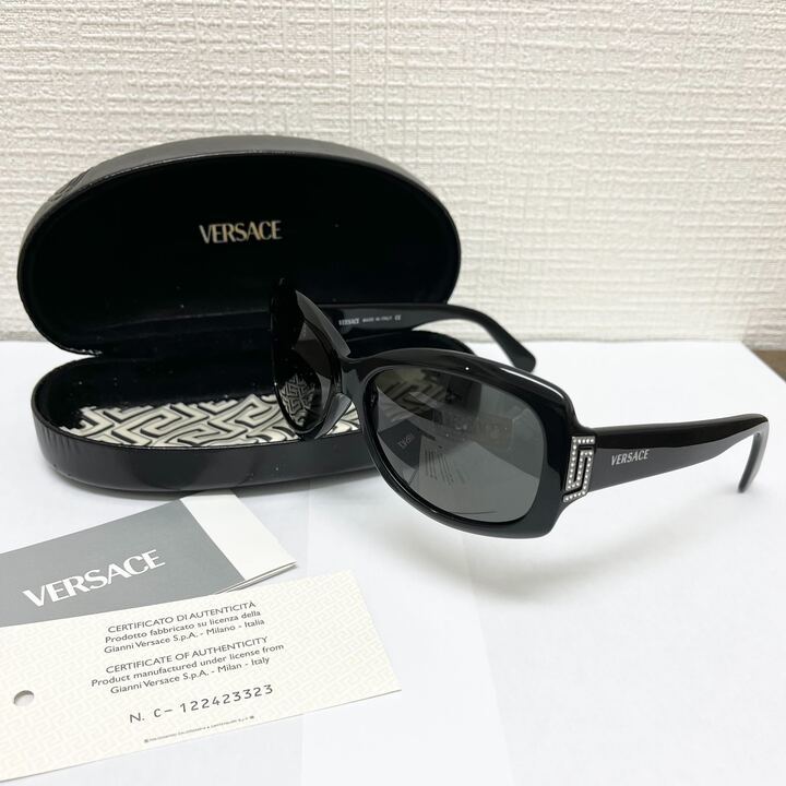 VERSACE】【美品】【鑑定済】 ヴェルサーチ グレカ ラインストーン