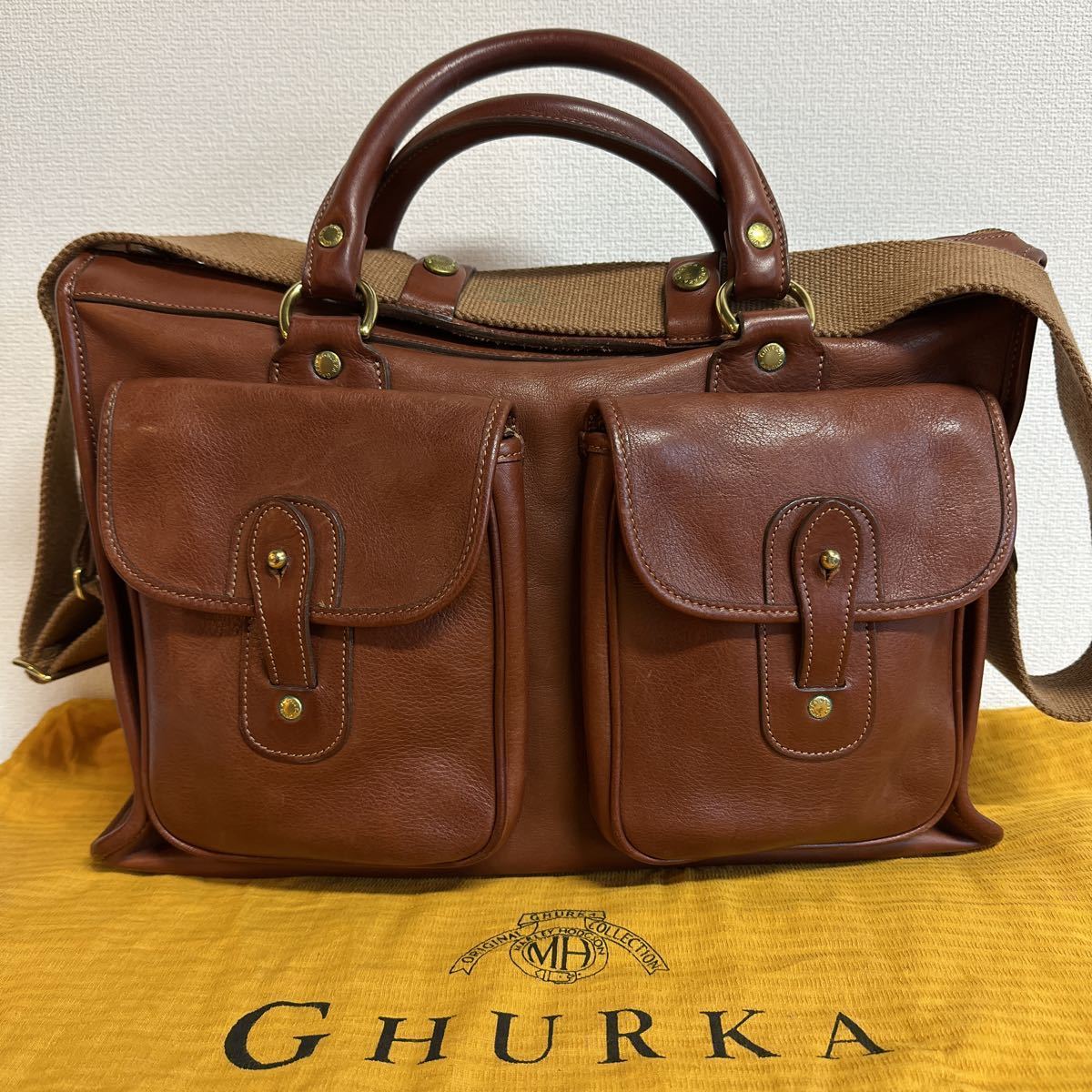 ラッピング不可】 希少 GHURKA ショルダーバッグ 2way ブリーフケース