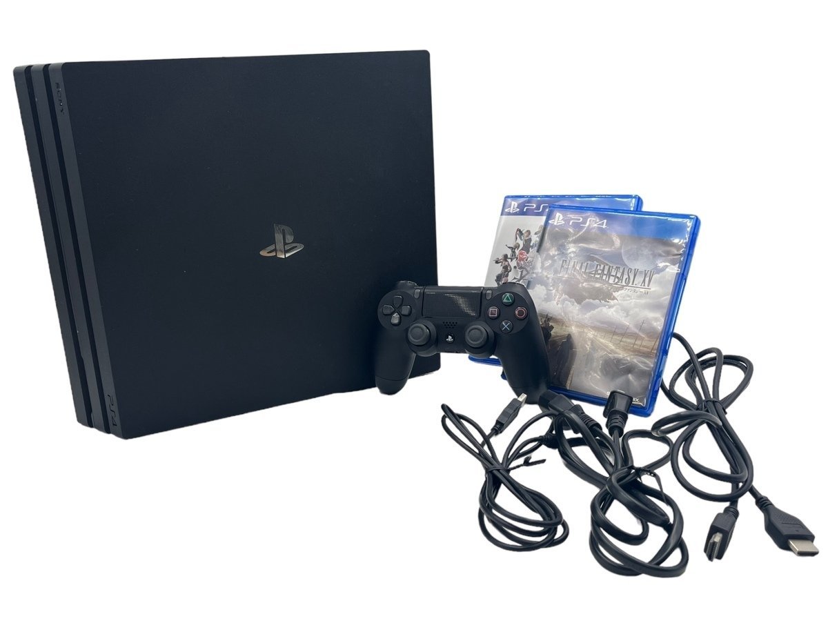 【美品】SONY ソニー PS4 PlayStation 4 Pro ピーエスフォープロ CUH-7000B 1TB ゲーム機 デュアルショック CUH-ZCT2J ソフト2本 FF 付属