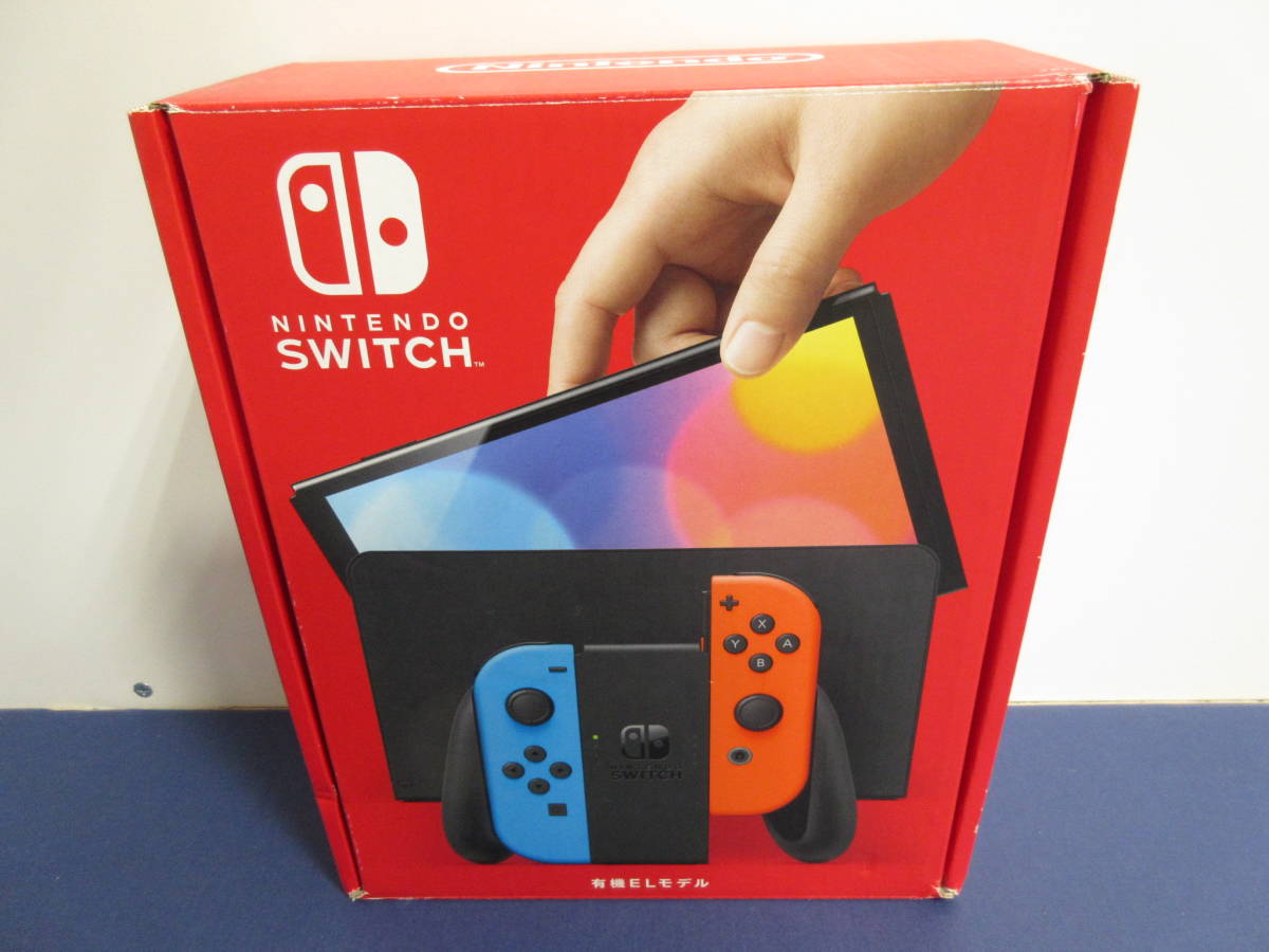 070) 中古 Nintendo Switch (有機ELモデル) ネオンブルー・ネオン