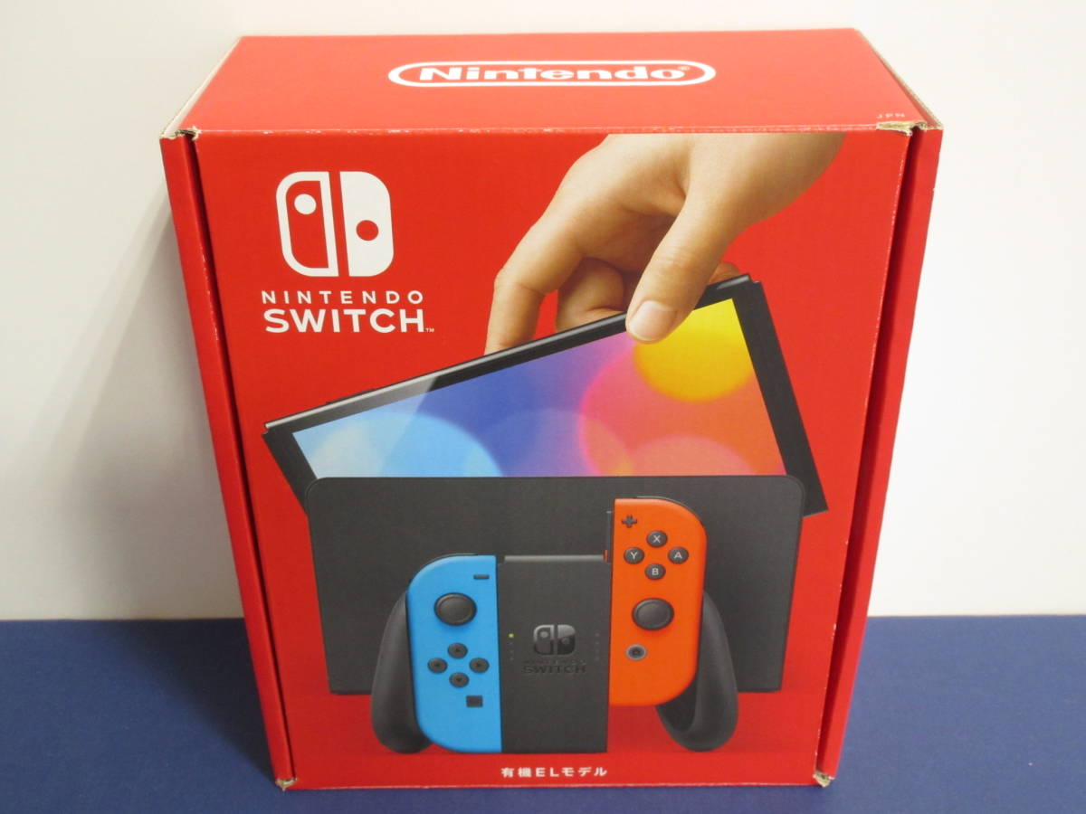 070) 中古 Nintendo Switch (有機ELモデル) ネオンブルー・ネオン