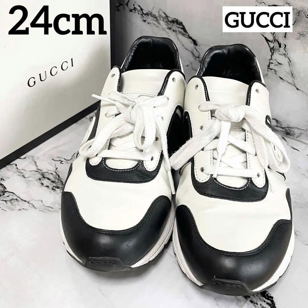 P-73 GUCCI グッチ レザースニーカー レディース 24cm 37サイズ 426185