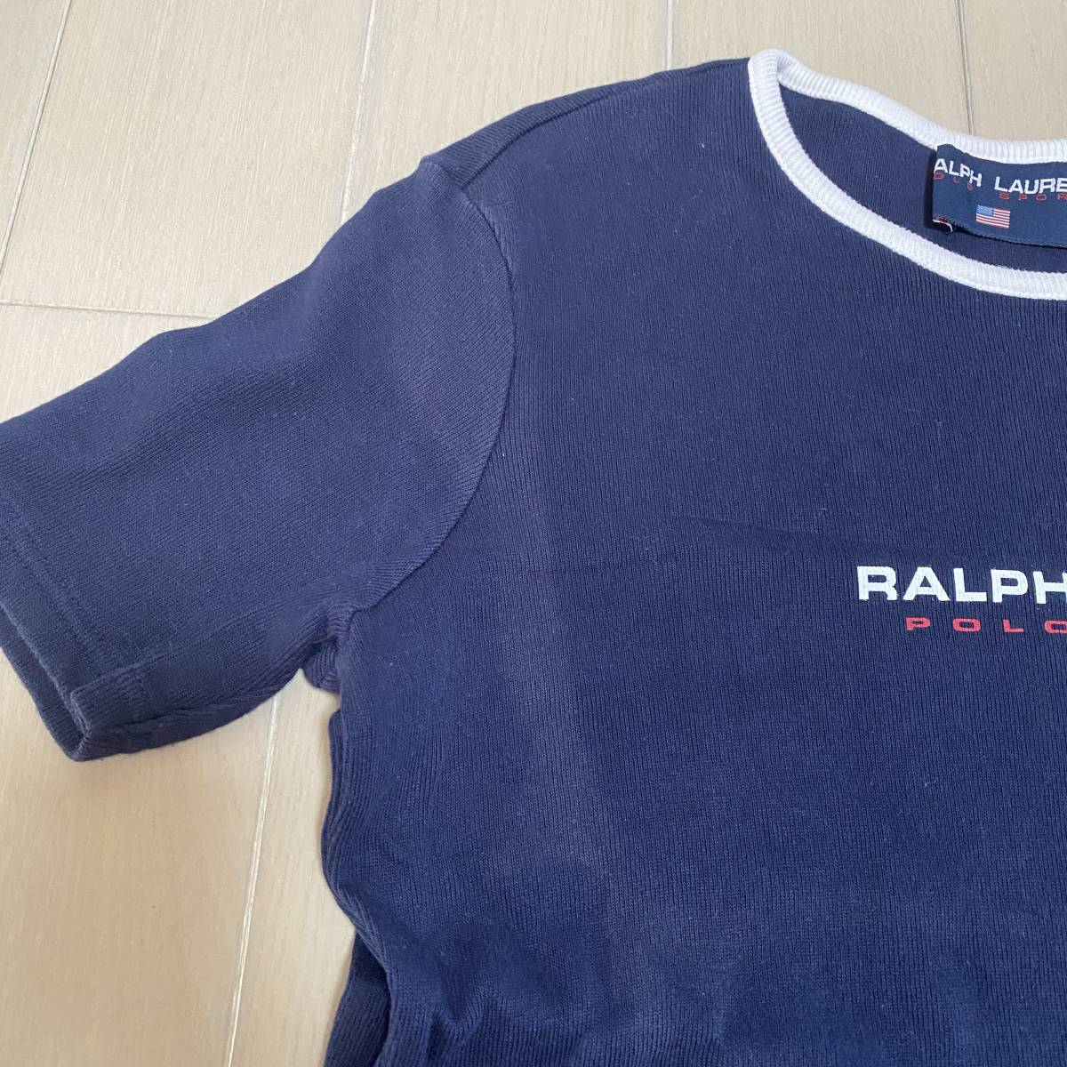  Ralph Lauren Vintage Polo спорт отделка футболка One-piece RALPH LAUREN POLO SPORT Old Ralf ..47