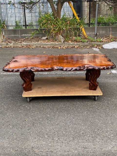逸品 天然木 一枚板 無垢材 座卓 検 高級銘木極上杢ローテーブル