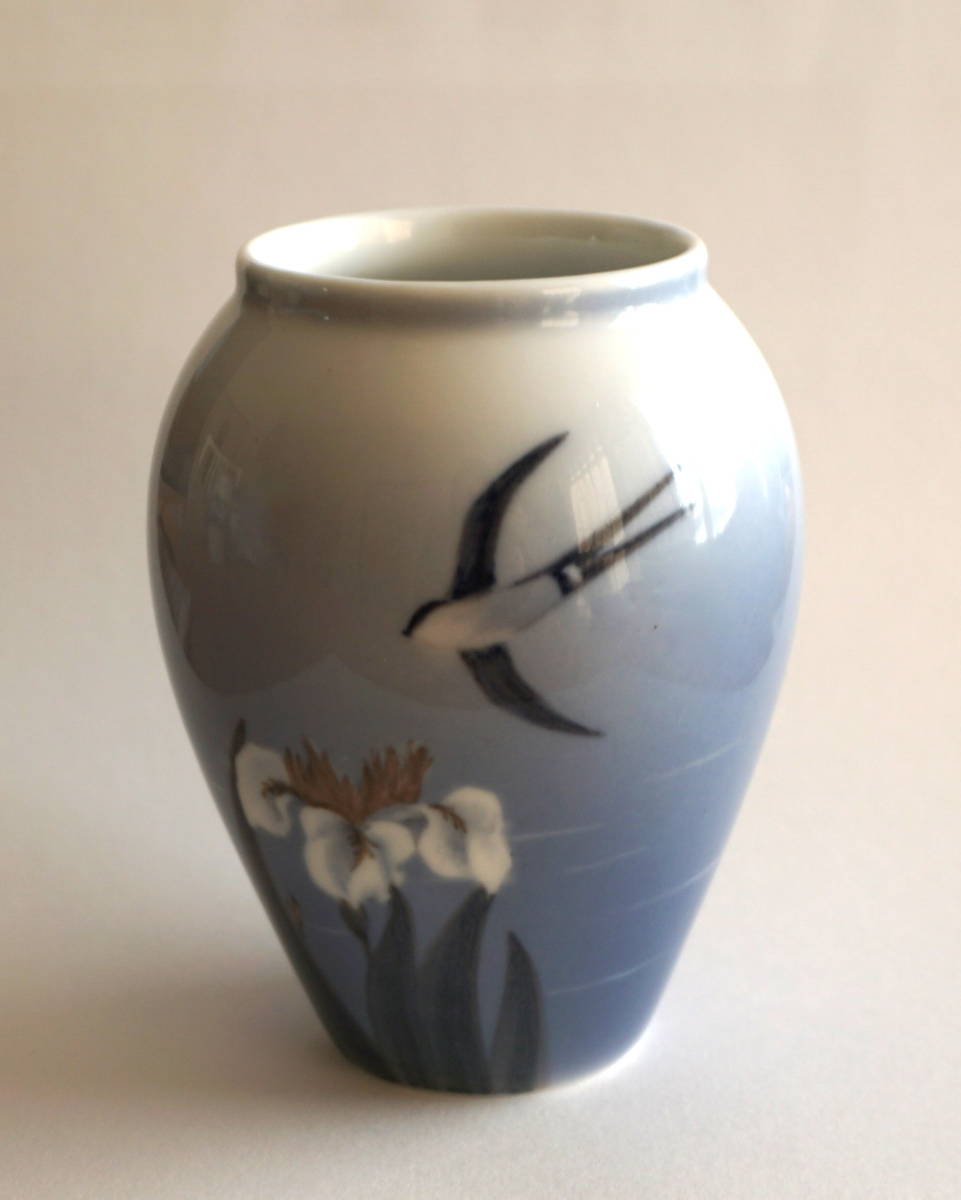 【A5】即決 ロイヤルコペンハーゲン 燕 ツバメ 鳥 アイリス アヤメ 花瓶 フラワーベース 1948年 デンマーク製