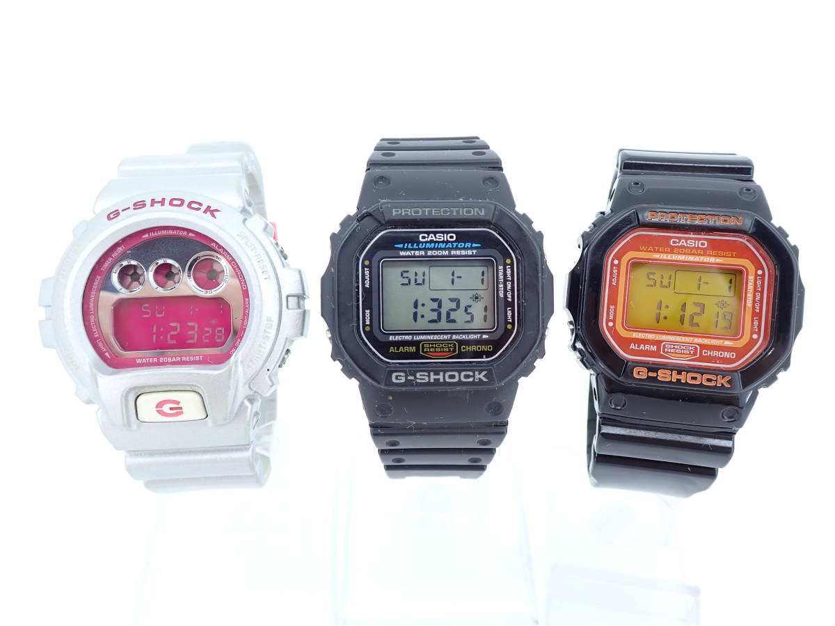 CASIO カシオ G-SHOCK 3点まとめ DW6900CB DW5600E DW5600CS 腕時計 クォーツ 電池交換済み 稼働品_画像1