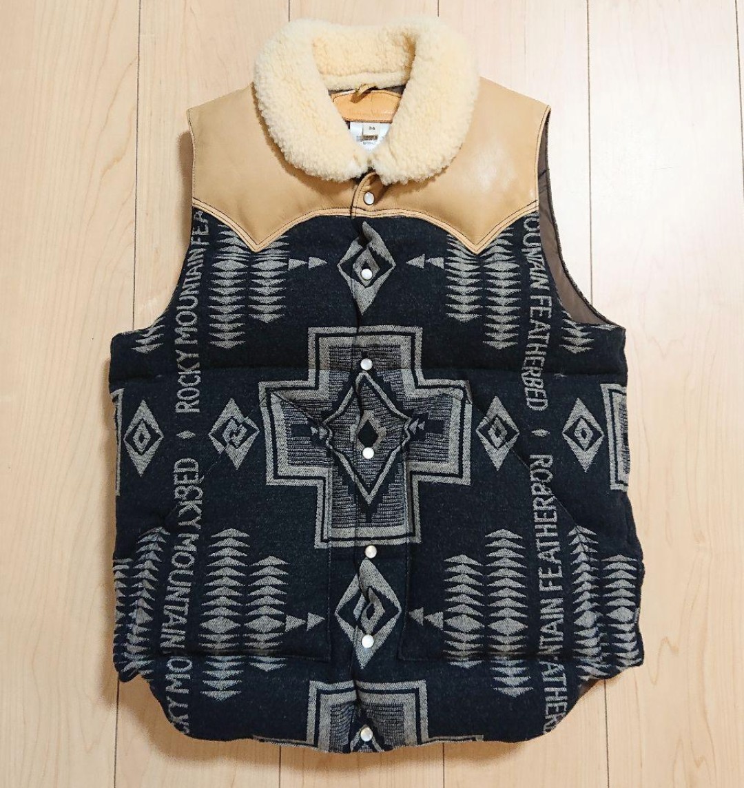 S 良品 Rocky Mountain Featherbed PENDLETON JOURNAL STANDARD ダウンベストCHRISTY VESTクリスティベスト 総柄 ネイティブ柄の画像1