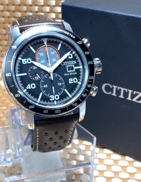 おすすめネット レザーベルト クロノグラフ 電池交換不要 eco-drive