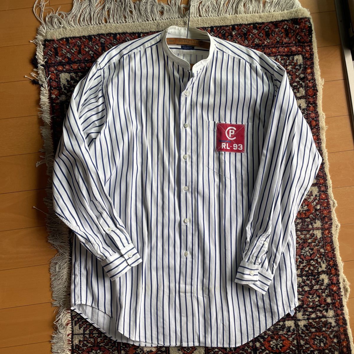 90s RALPH LAUREN ラルフローレン RL-93 RL93 古着 長袖　ノーカラー　ボタンダウンシャツ M RRL ポロ