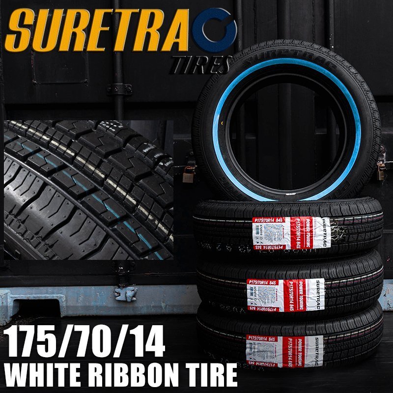 SURE TRAC ホワイトリボンタイヤ　175/70R14　4本（シュアトラック）＜ローライダー/USDM/インパラ/タウンカー/キャデ/カプリス＞_画像2