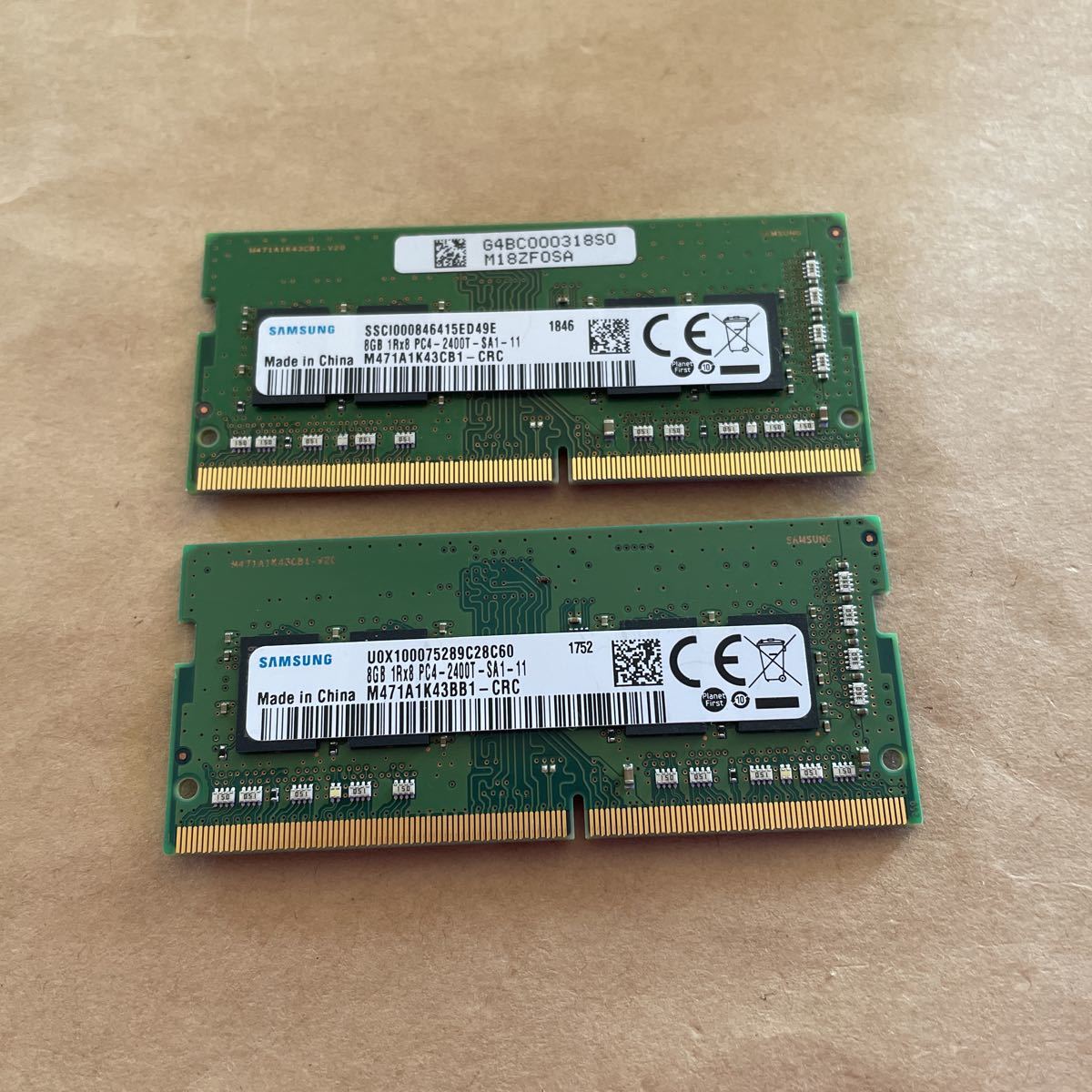 16GB#84#SAMSUNG 8GB 1Rx8 PC-2400T-SA1-11。8GBx2枚=16GB_画像2