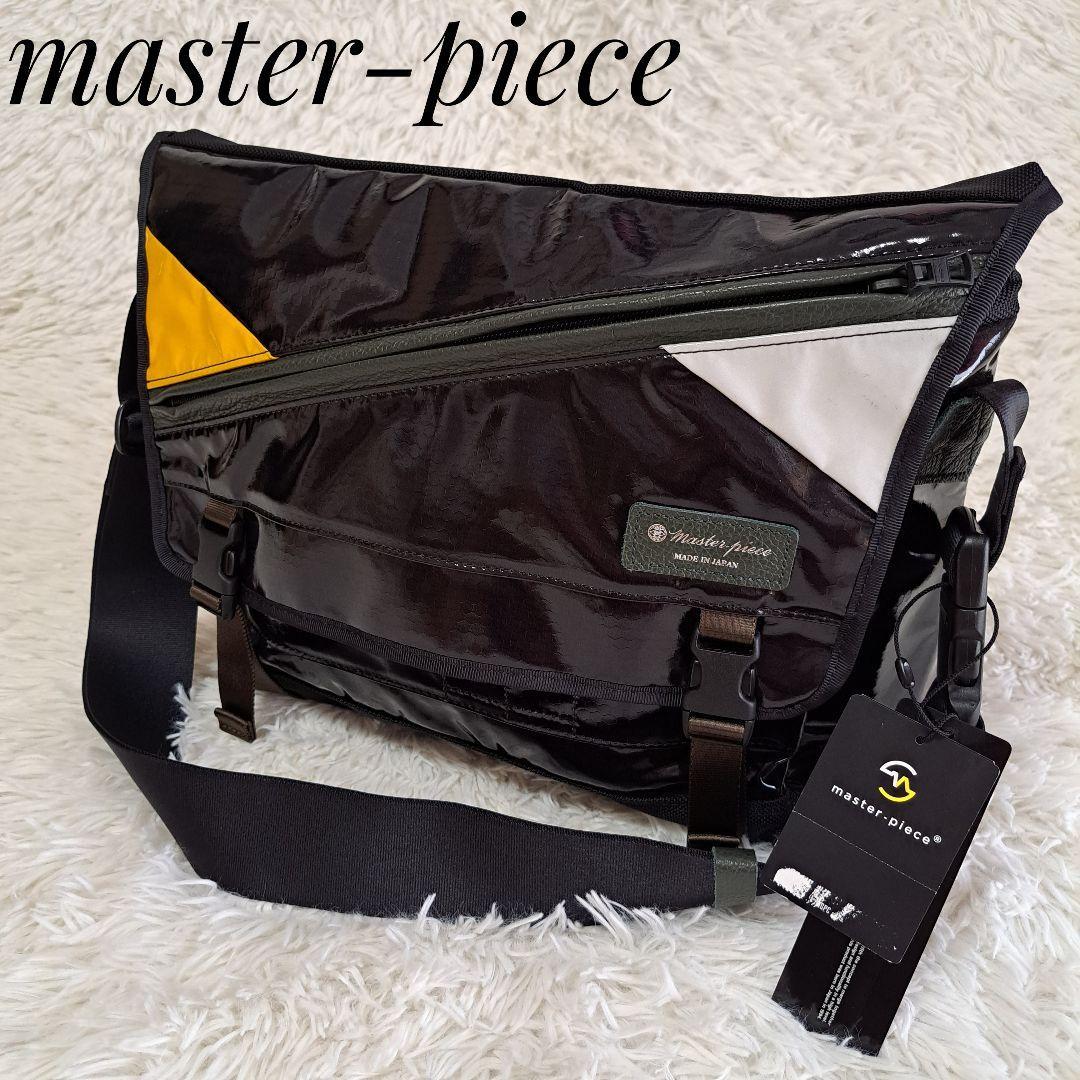master-piece マスターピース タグ付き新品未使用 メンズメッセンジャーバッグ ショルダー 黒 定価25,300円 クロス 斜めがけ A4 大容量
