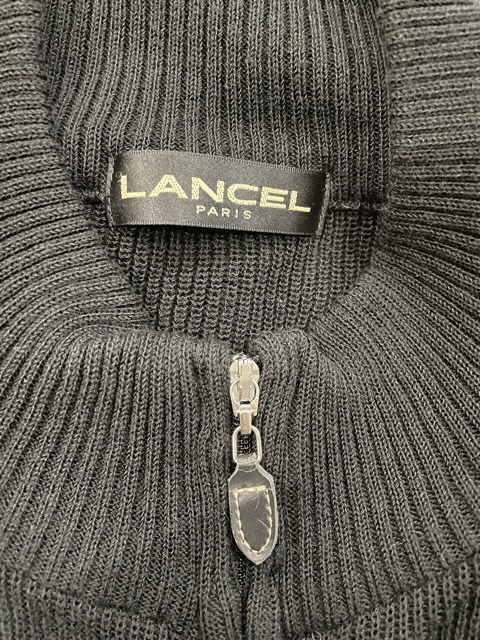 LANCEL ブラック 前ファスナー 綿アクリル ニット 美品_画像1