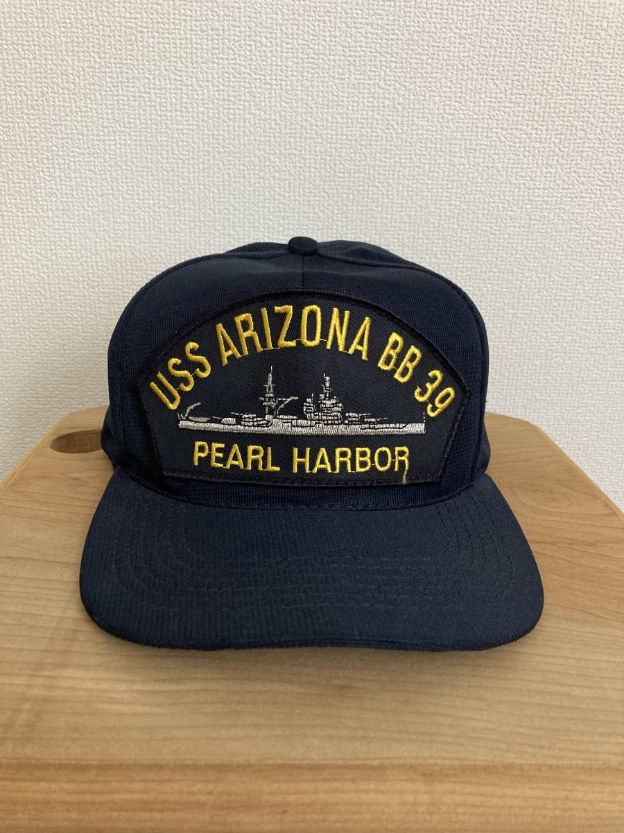【USS ARIZONA BB 39】アポロキャップ PEARL HARBOR 戦艦アリゾナ 識別帽 90s 未使用品 米軍 真珠湾 NAVY MILITALY USA製_画像1