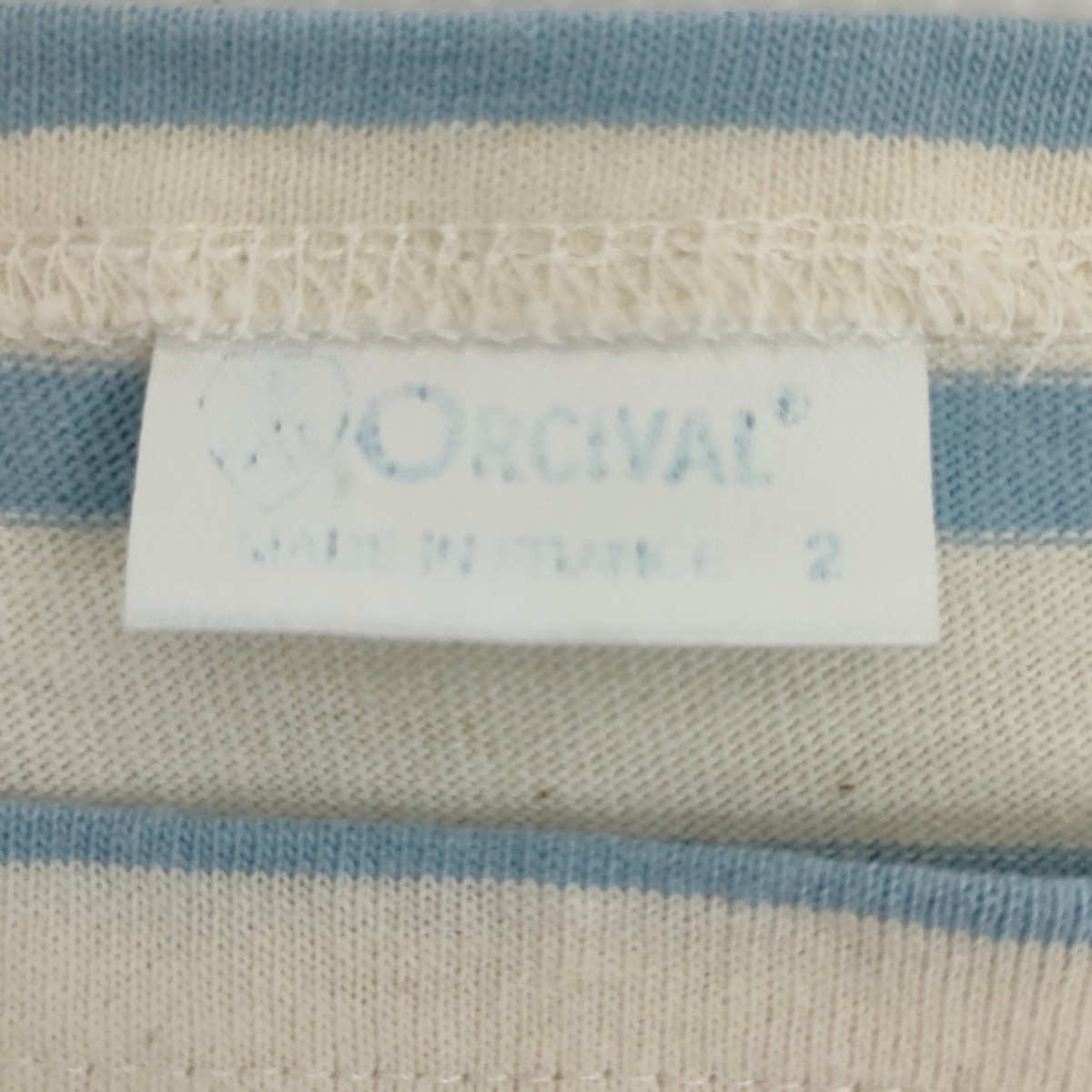 ORCIVAL / オーシバル レディース バスクシャツ ボートネック 半袖Tシャツ 2サイズ コットン100% 白×水色 フランス製 I-2912_画像6