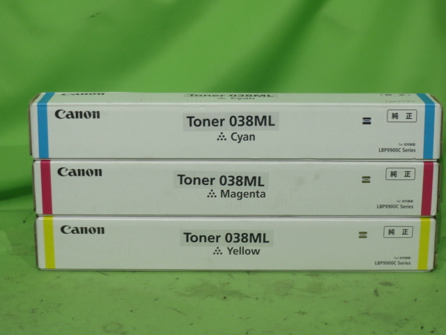 [A17914] ★送料無料 Canon 純正 トナー Toner 038 ML ★3色セット CMY ◆ LBP9950Ci LBP9900Ci 用 海外純正？ 未開封 CRG-038_画像1