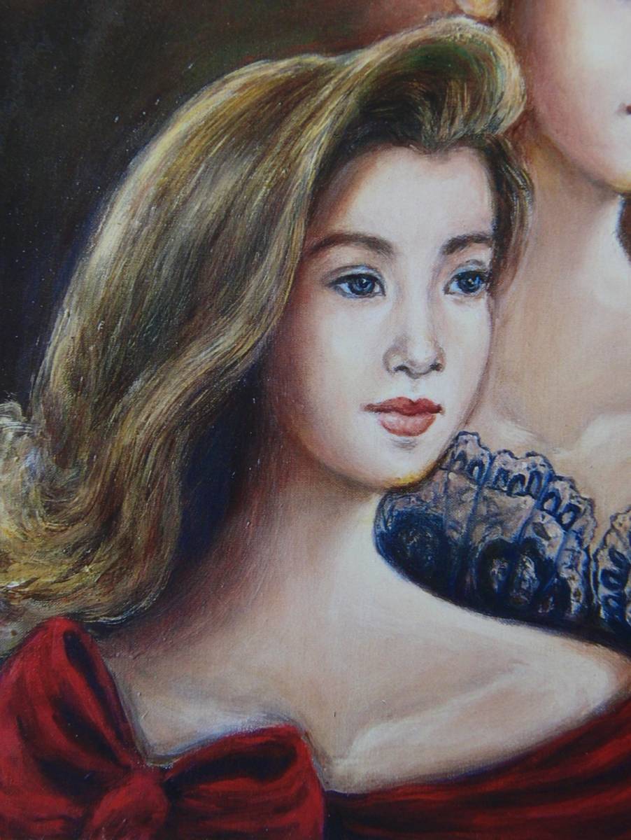 姉妹」、五月 みどり、希少画集・額装画、日本製新品額縁、状態 姉妹」、五月 みどり、希少画集・額装画、日本製新品額縁、状態