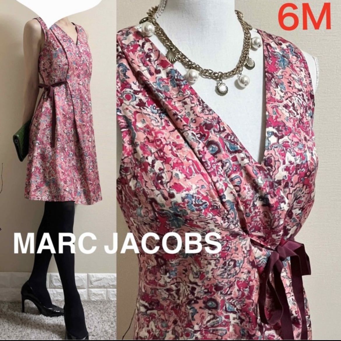 極美品！マークジェイコブス　MARC JACOBS ワンピース　総柄　秋の大人ピンクML マークバイマークジェイコブス_画像1