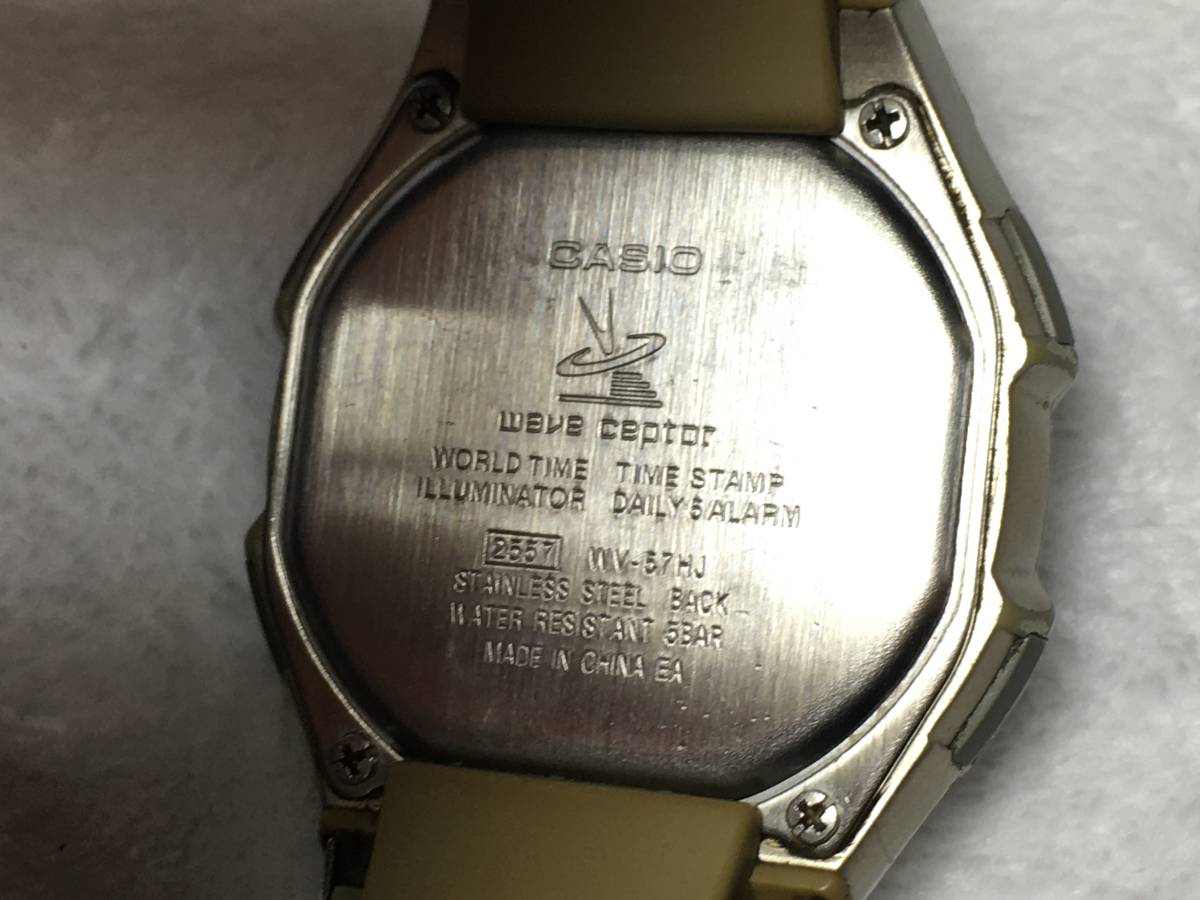 CASIO Wave Cepter デジタル 電波 WV-57HJ ワールドタイム メタルベルト 銀 シルバー 稼動 中古 腕時計 メンズ_画像5