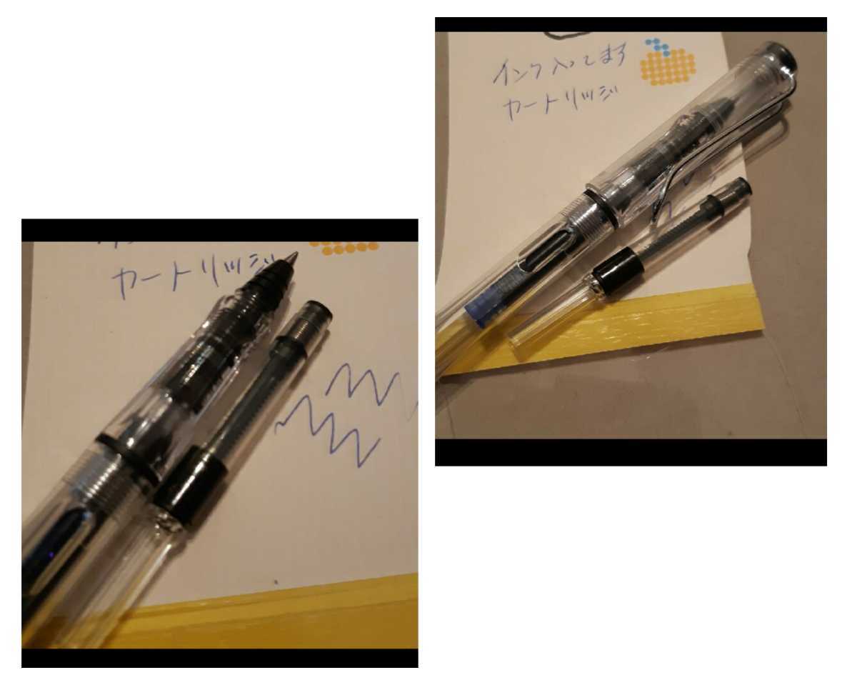 万年筆インクが使えるローラーボールペン0.5mmと0.38万年筆□コンバーターとインクつき_画像1