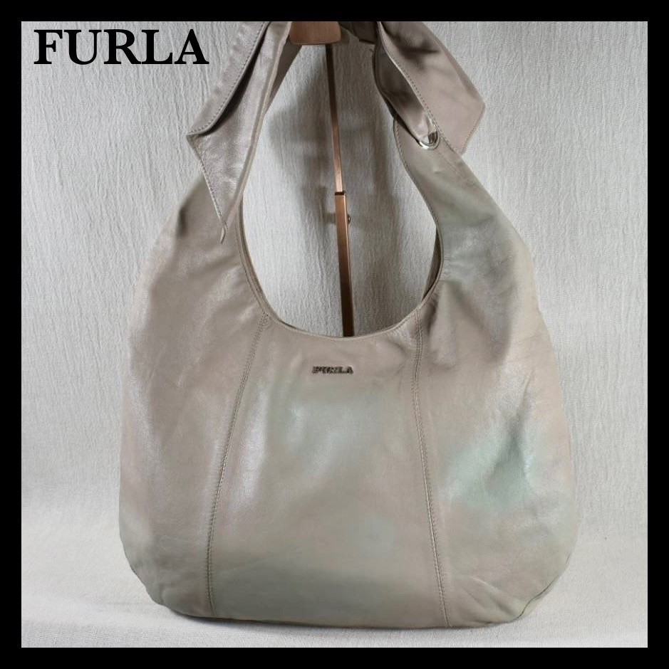 超目玉枠】 フルラ FURLA 本革 レディースバッグ 裏地ドット柄 リボン