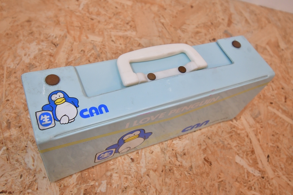  Showa Retro that time thing Suntory beer penguin cassette tape case storage case light blue prompt decision 